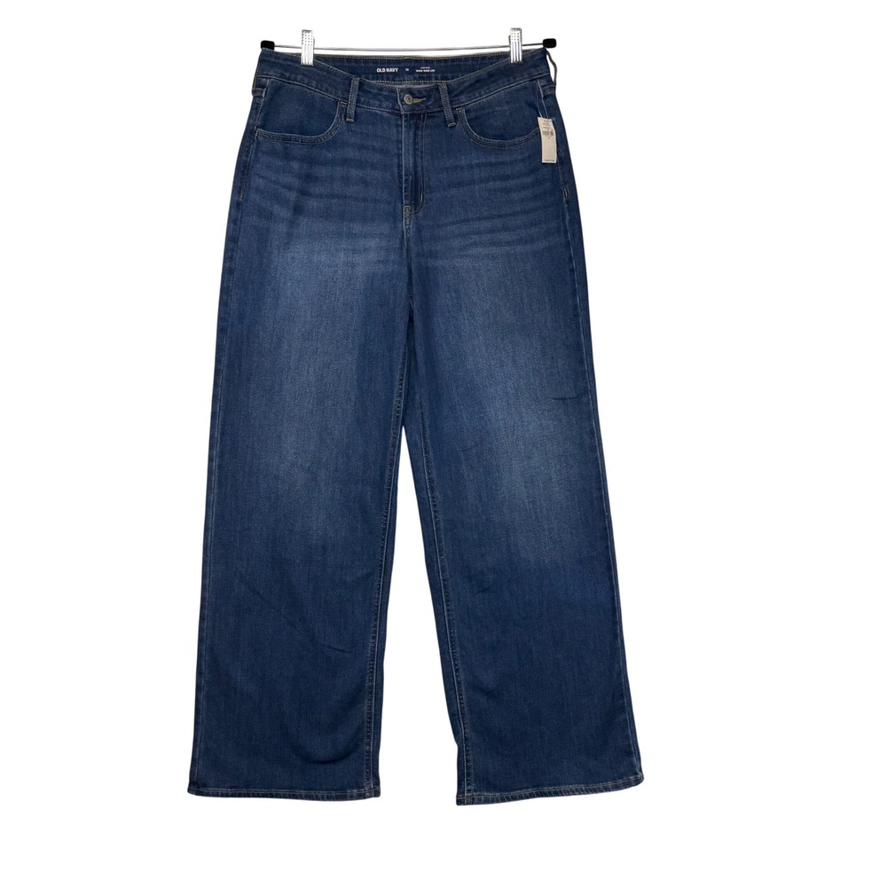 Old Navy High-Rise‎ Wow Wide Leg Jeans Womens 12 Medium Dark Wash Blue Denim NWT